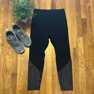 Zyia Active Womens 8 10 Athletic Athleisure Black Silver Polka Dot Leggings